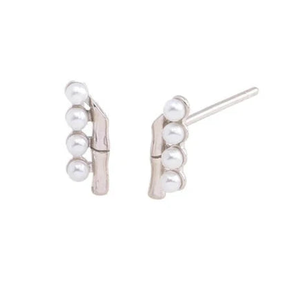 Sterling Silver geometric studs with pearls