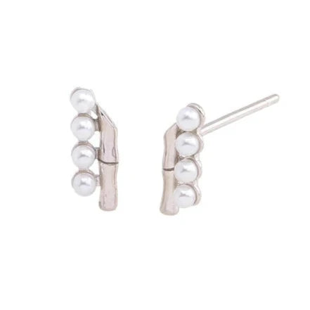 Sterling Silver geometric studs with pearls