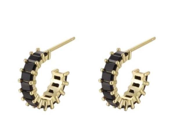 Sterling Silver Open Hoop Colour Gem Earrings