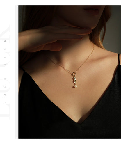 Sterling Silver Artistic Pearl Drop Necklace