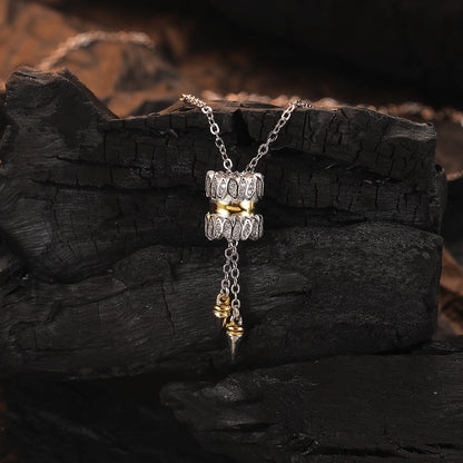 Sterling Silver Cylinder Pendant Lariat Necklace