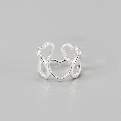 Sterling Silver Hollow Heart Ear Cuff