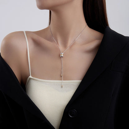 Sterling Silver Cylinder Pendant Lariat Necklace