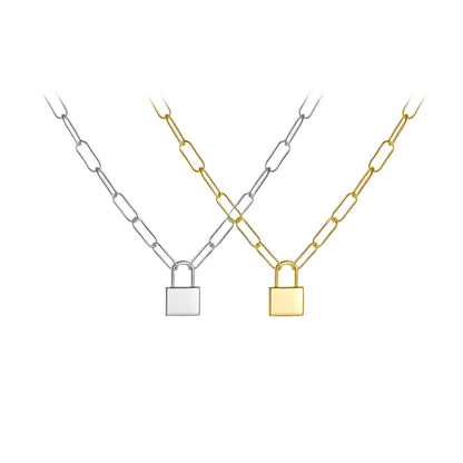 Sterling Silver Link Chain with Padlock Pendant