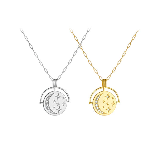Sterling Silver Star & Moon Pendulum Necklace