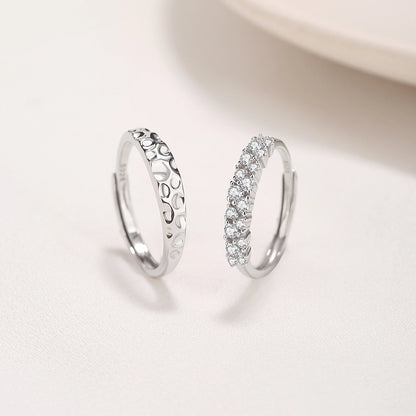 Sterling Silver Crater & Eternity Band Set