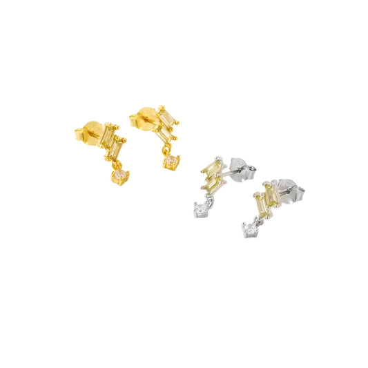 Sterling Silver Minimalist Bling Drop Earrings