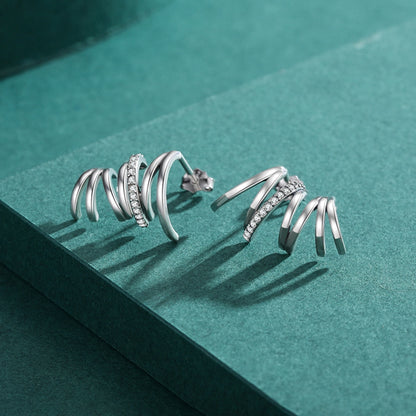Sterling Silver Abstract Spiral Stud