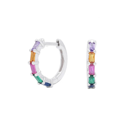 Sterling Silver Retro Hoop Earrings in 9 Colours
