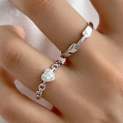 Sterling Silver Heart & Band Set