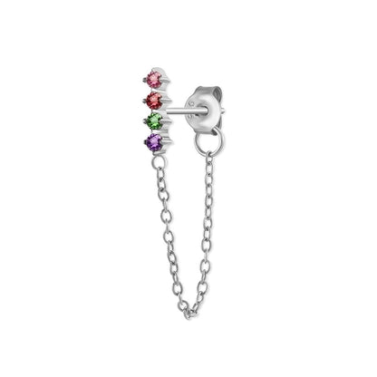 Sterling Silver Single Stud with Chain Collection