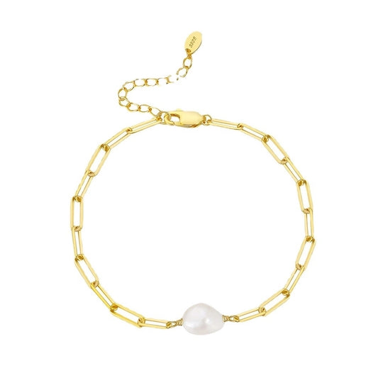 Paperclip Bracelet with Freshwater Pearl