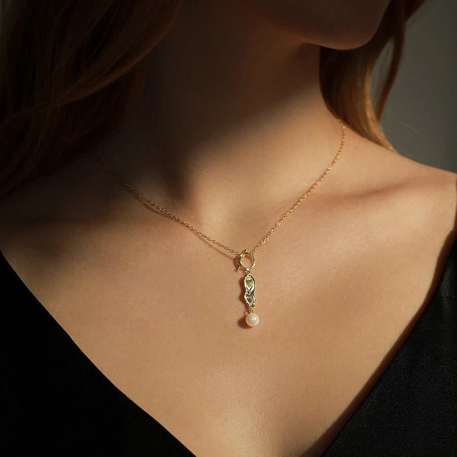 Sterling Silver Artistic Pearl Drop Necklace