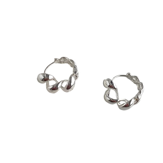 Sterling Silver Rope Wave Hoop Earrings