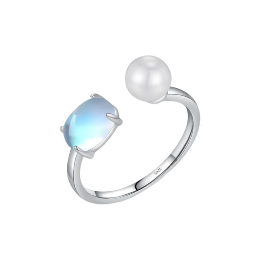 Sterling Silver Pearl & Epoxy Ring
