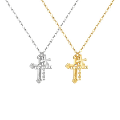 Sterling Silver Trio Cross Pendant Necklace