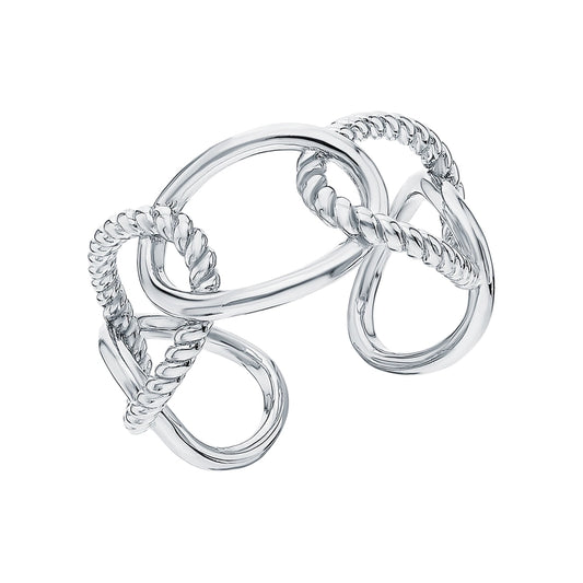 Sterling Silver Rope Hollow Oval Ring