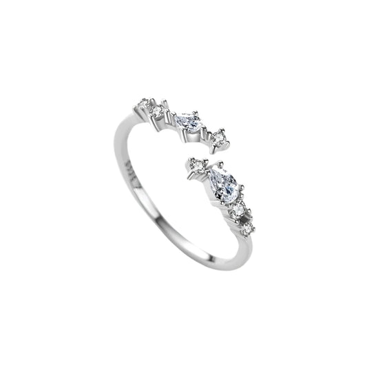 Sterling Silver Staggered Water Drop Ring
