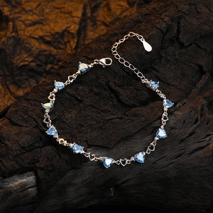 Minimalist Sterling Silver Heart Bling Bracelet