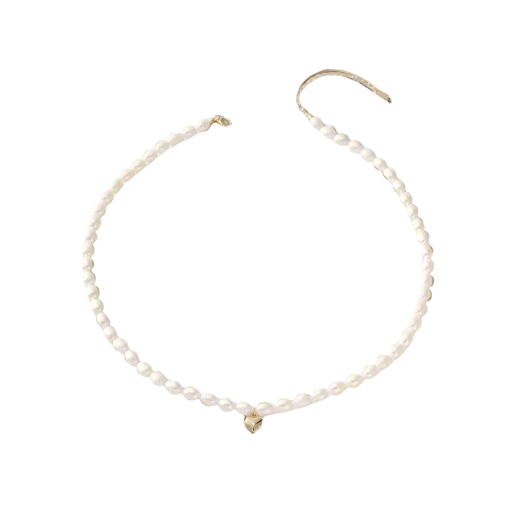 Freshwater Pearl with Dainty Heart Necklace