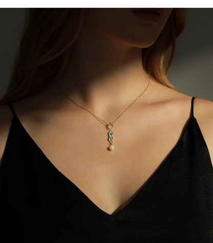 Sterling Silver Artistic Pearl Drop Necklace