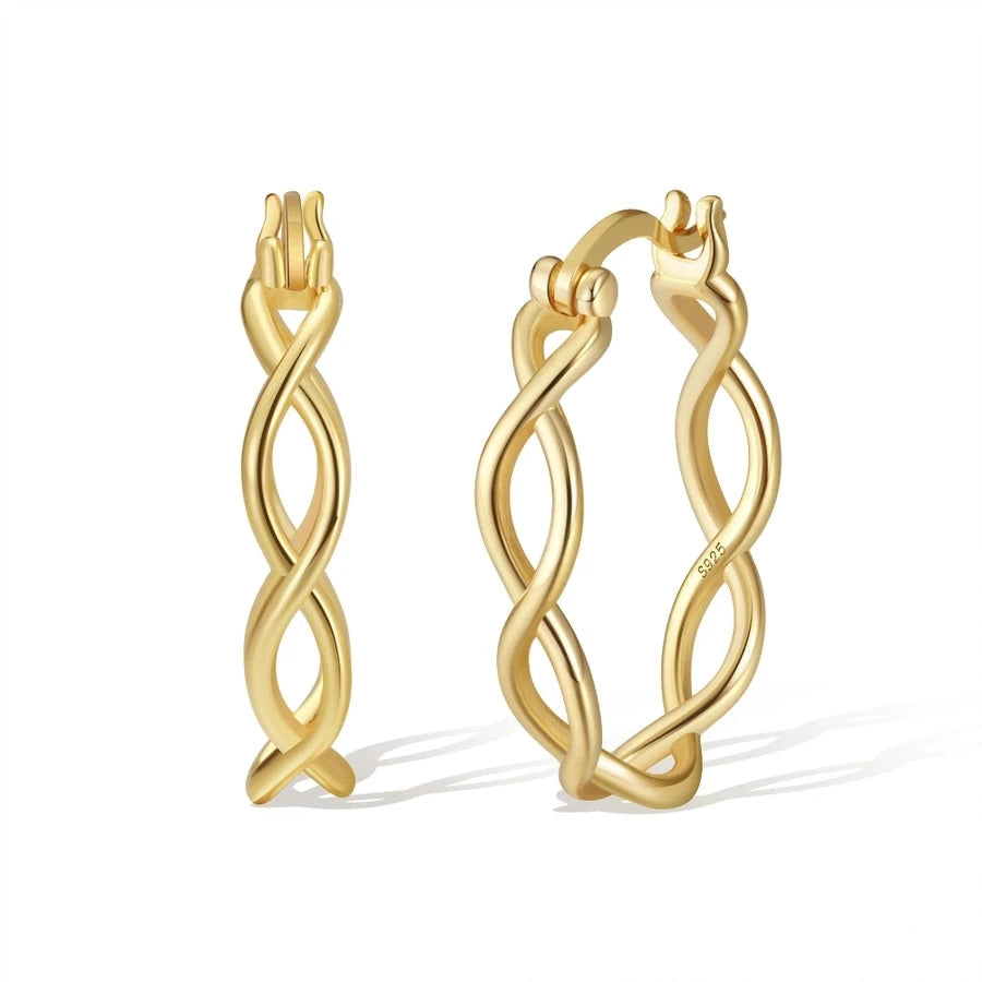 Sterling Silver  / 14K Gold Plated Twisted Hoop Earrings