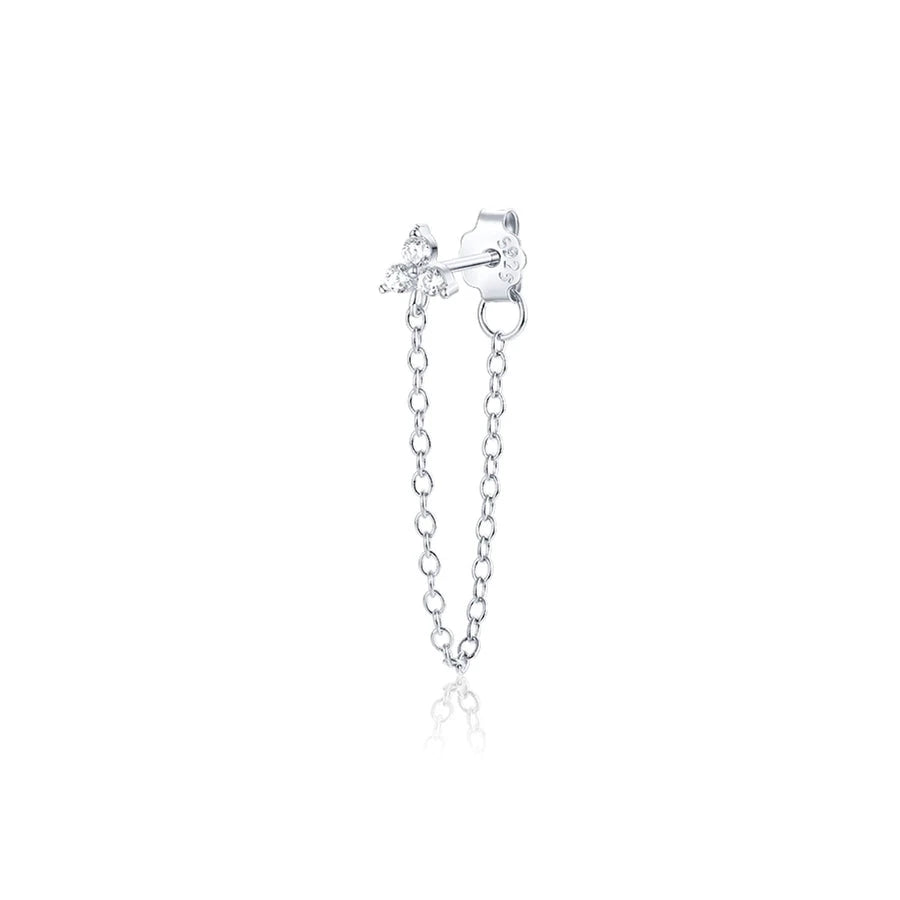 Sterling Silver Single Statement Chain Earrings