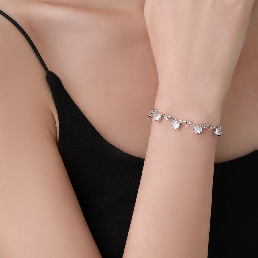 Sterling Silver Circle Droplet Bracelet