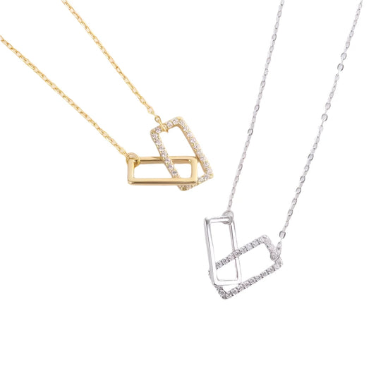 Sterling Silver Geometric Intertwined Pendant Necklace