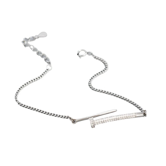 Sterling Silver Double Line Pendant Bracelet