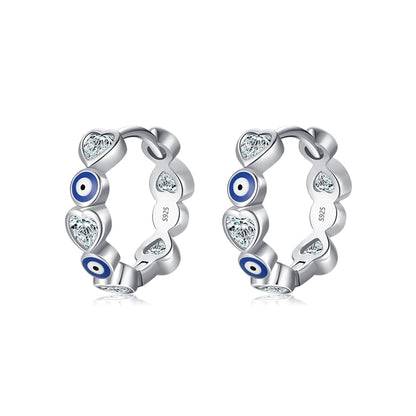 Sterling Silver Devil's Eye Stack Ring & Hoop Earring Set