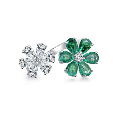 Sterling Silver Crystal Flower Ring