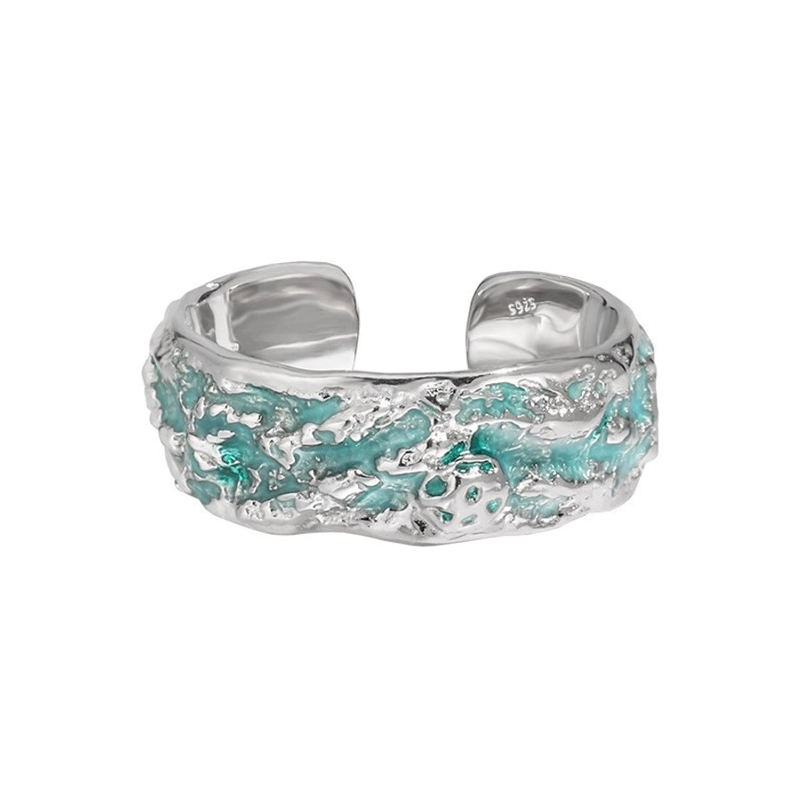 Sterling Silver Epoxy Ocean Wave Ring