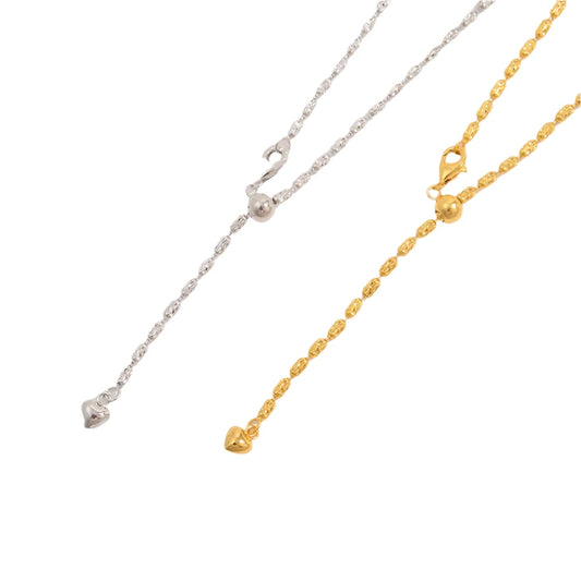 Sterling Silver Link Chain & Bubble Heart Lariat Necklace