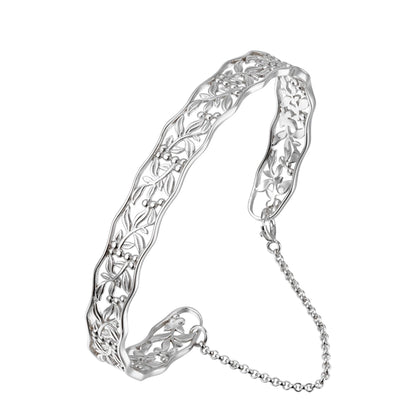 Sterling Silver Leaf Hollow Out Bracelet