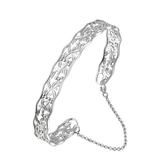 Sterling Silver Leaf Hollow Out Bracelet