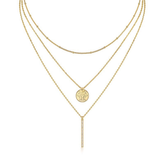 Sterling Silver 18K Gold Plated Triple Necklace