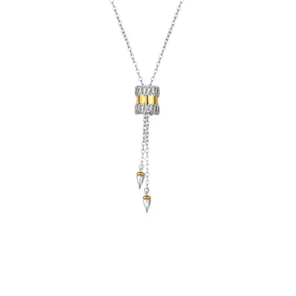 Sterling Silver Cylinder Pendant Lariat Necklace