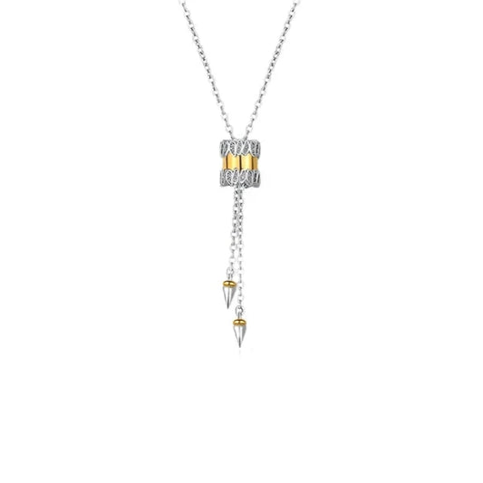 Sterling Silver Cylinder Pendant Lariat Necklace