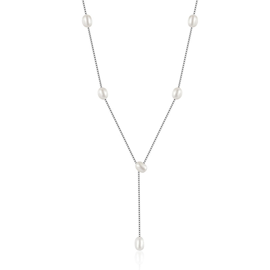 Sterling Silver & Freshwater Pearl Lariat Necklace