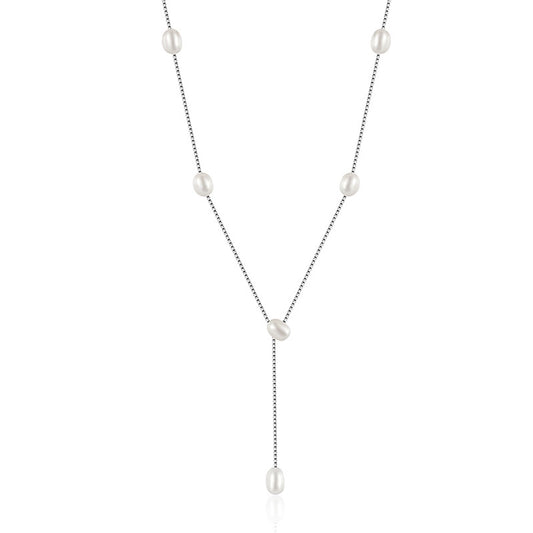 Sterling Silver & Freshwater Pearl Lariat Necklace