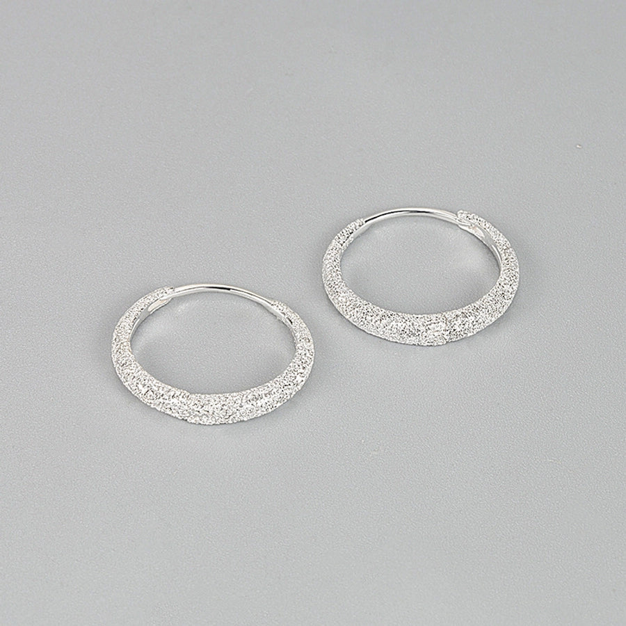 Sterling Silver Textured Hoop Earrings