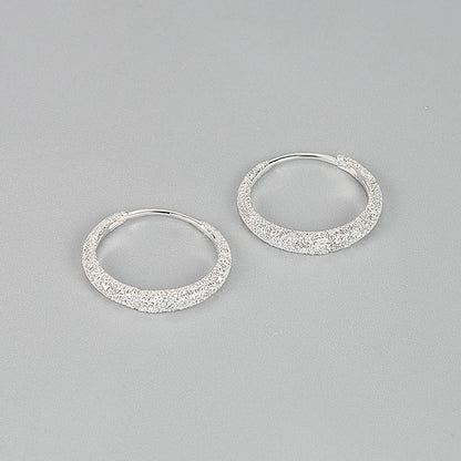 Sterling Silver Textured Hoop Earrings