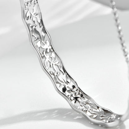 Sterling Silver Leaf Hollow Out Bracelet