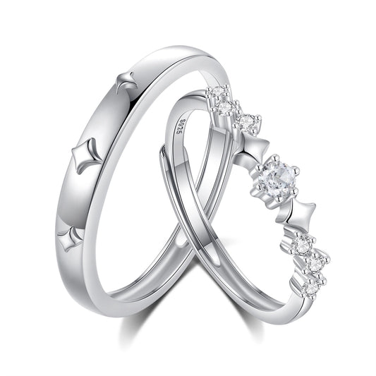 Sterling Silver Stagger Star Ring Set