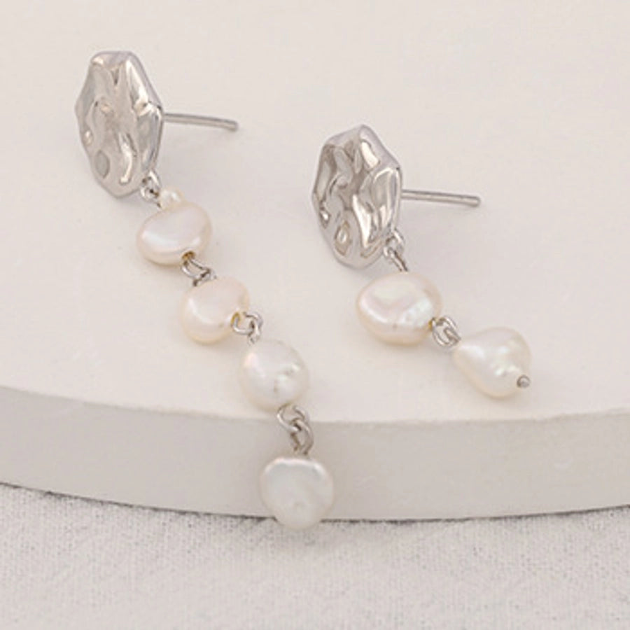 Sterling Silver Mismatch Pearl Drop Earrings